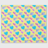 Gepersonaliseerde Verjaardag Harten Knuffels & Kus Cadeaupapier (Vlak)