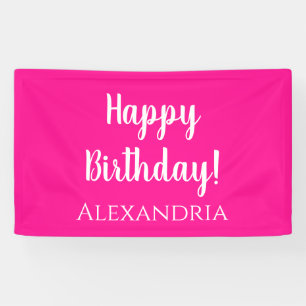 Gepersonaliseerde verjaardag Hot Pink Happy Birthd Spandoek