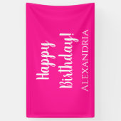 Gepersonaliseerde verjaardag Hot Pink Happy Birthd Spandoek (Verticaal)
