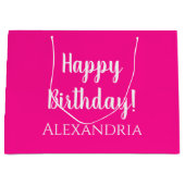 Gepersonaliseerde verjaardag Hot Pink Party Favor Groot Cadeauzakje (Voorkant)