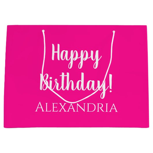 Gepersonaliseerde verjaardag Hot Pink Party Favor Groot Cadeauzakje (Voorkant)