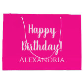 Gepersonaliseerde verjaardag Hot Pink Party Favor Groot Cadeauzakje (Achterkant)
