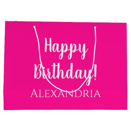 Gepersonaliseerde verjaardag Hot Pink Party Favor Groot Cadeauzakje (Achterkant)