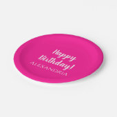 Gepersonaliseerde verjaardag Hot Pink Party Papieren Bordje (Gekanteld)