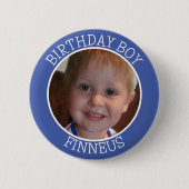 Gepersonaliseerde Verjaardag Jongen| Naam en Foto Ronde Button 5,7 Cm (Voorkant)