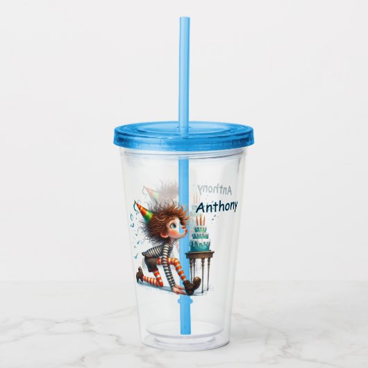 Gepersonaliseerde verjaardag jongens acryl drinkbeker (Voorkant)