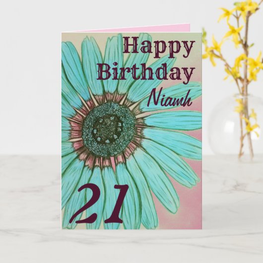 Gepersonaliseerde verjaardag kaart (Gele Bloem)