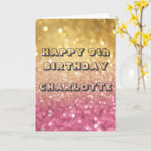 Gepersonaliseerde Verjaardag Kaart - Gouden Roze G (Gele Bloem)