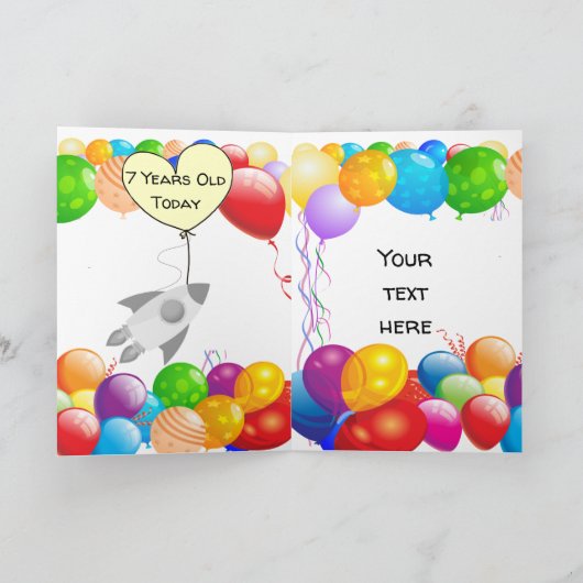 Gepersonaliseerde Verjaardag Kaart voor 7-jarige j (Binnen)