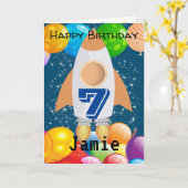 Gepersonaliseerde Verjaardag Kaart voor 7-jarige j (Gele Bloem)