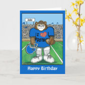 Gepersonaliseerde Verjaardag Kaart w / Football Te (Gele Bloem)