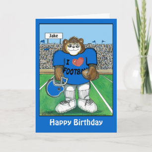 Gepersonaliseerde Verjaardag Kaart w / Football Te