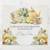 Gepersonaliseerde Verjaardag Lemon Tea Party  Sparkling Wijnetiket (Enkel label)