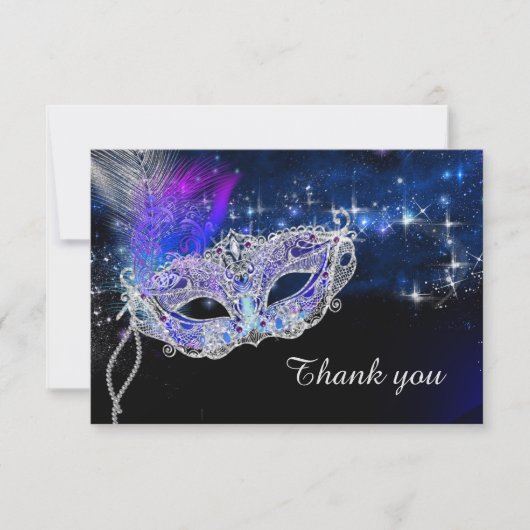 Gepersonaliseerde verjaardag Masquerade Party Bedankkaart (Voorkant)