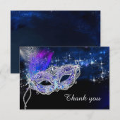 Gepersonaliseerde verjaardag Masquerade Party Bedankkaart (Voorkant / Achterkant)