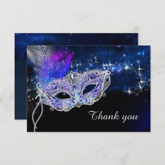 Gepersonaliseerde verjaardag Masquerade Party Bedankkaart (Voorkant / Achterkant)