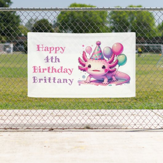 Gepersonaliseerde verjaardag Meisje | Anime Axolot Spandoek (Insitu)