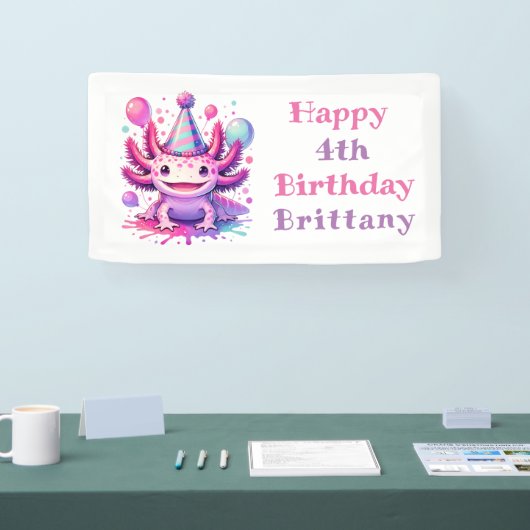 Gepersonaliseerde verjaardag Meisje | Anime Axolot Spandoek (Beurs)