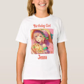 Gepersonaliseerde verjaardag Meisje | Anime Pizza  T-shirt (Voorkant)
