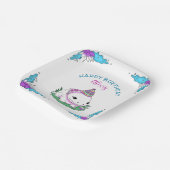 Gepersonaliseerde verjaardag meisje axolotl thema papieren bordje (Gebogen)