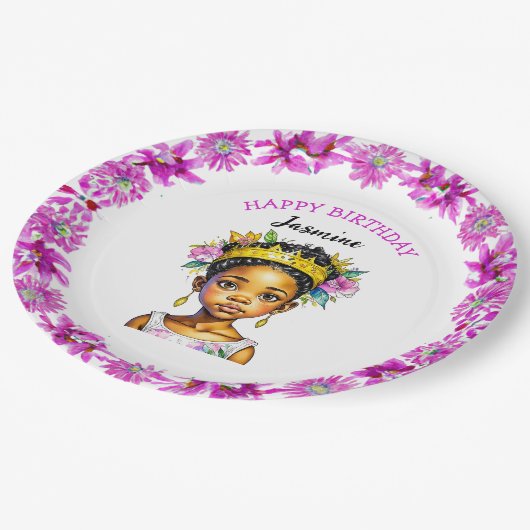 Gepersonaliseerde verjaardag Meisje Prinses van kl Papieren Bordje (Gekanteld)