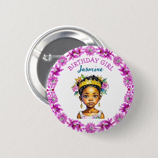 Gepersonaliseerde verjaardag Meisje Prinses van kl Ronde Button 5,7 Cm (Voorkant /achterkant)