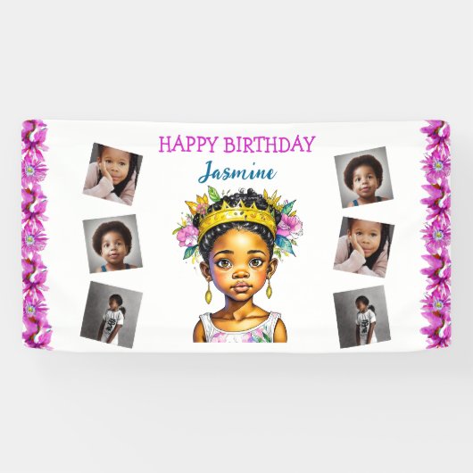 Gepersonaliseerde verjaardag Meisje Prinses van kl Spandoek (Horizontaal)