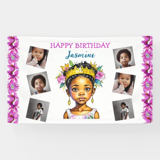 Gepersonaliseerde verjaardag Meisje Prinses van kl Spandoek (Horizontaal)