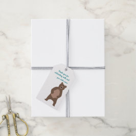 Gepersonaliseerde Verjaardag Modern Bruin Beer Fav Cadeaulabel