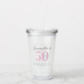 Gepersonaliseerde Verjaardag Modern Roze 50 en Fab Acryl Drinkbeker (Achterkant)
