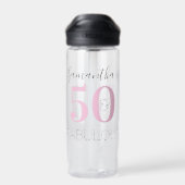 Gepersonaliseerde Verjaardag Modern Roze 50 en Fab Waterfles (Achterkant)