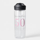 Gepersonaliseerde Verjaardag Modern Roze 50 en Fab Waterfles (Voorkant)