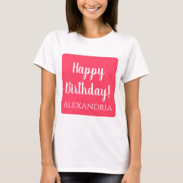 Gepersonaliseerde verjaardag Moderne roze gelukkig T-shirt