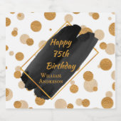 Gepersonaliseerde verjaardag Moderne zwarte en gou Sparkling Wijnetiket (Enkel label)