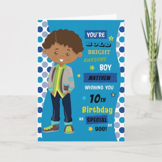 Gepersonaliseerde verjaardag - Multicultural Boy Kaart (Voorkant)