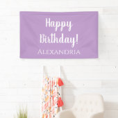 Gepersonaliseerde Verjaardag Paarse Lila Happy Bir Spandoek (Insitu)