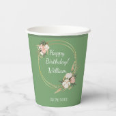 Gepersonaliseerde Verjaardag Party Bloemen Spray G Papieren Bekers (Achterkant)
