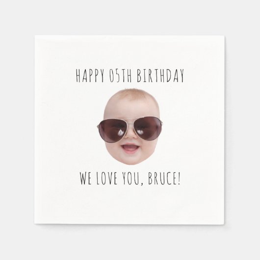 Gepersonaliseerde Verjaardag Party Photo Paper Fac Servet (Voorkant)