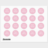 Gepersonaliseerde verjaardag Pastel Roze Gelukkige Ronde Sticker (Vel)