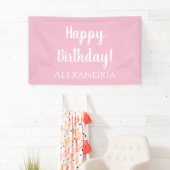 Gepersonaliseerde verjaardag Pastel Roze Gelukkige Spandoek (Insitu)