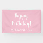 Gepersonaliseerde verjaardag Pastel Roze Gelukkige Spandoek (Horizontaal)