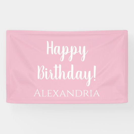Gepersonaliseerde verjaardag Pastel Roze Gelukkige Spandoek (Horizontaal)