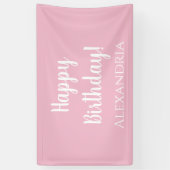 Gepersonaliseerde verjaardag Pastel Roze Gelukkige Spandoek (Verticaal)