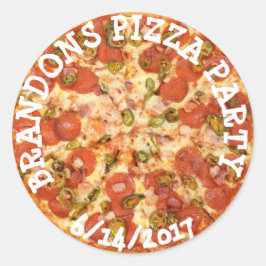 Gepersonaliseerde Verjaardag Pizza Party Stickers
