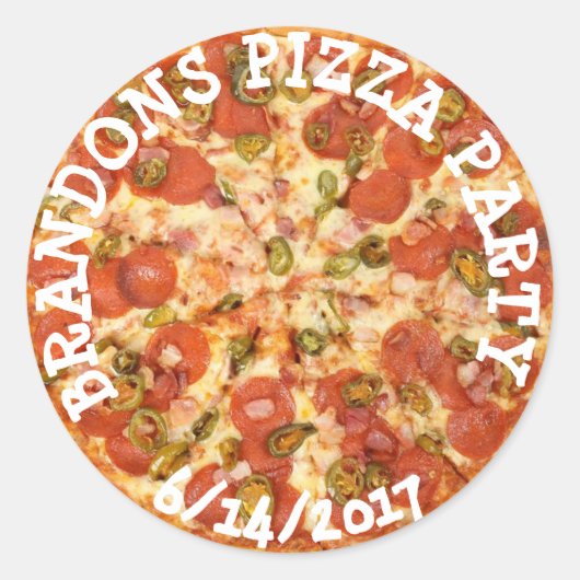Gepersonaliseerde Verjaardag Pizza Party Stickers (Voorkant)