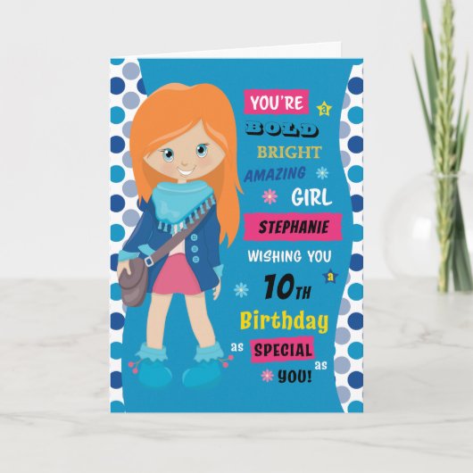 Gepersonaliseerde verjaardag - Red Hair Girl Kaart (Voorkant)