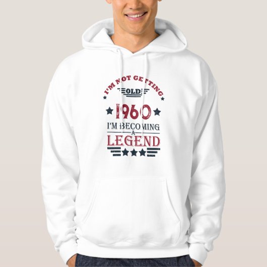 Gepersonaliseerde  verjaardag rood blauw mannen hoodie (Voorkant)