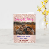 Gepersonaliseerde Verjaardag roos gouden foto Kaart (Gele Bloem)