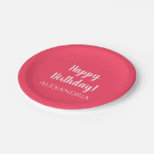 Gepersonaliseerde verjaardag Roze Rood Party Papieren Bordje (Gekanteld)