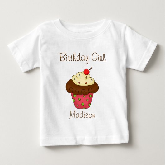 Gepersonaliseerde verjaardag shirten cupcake verja (Voorkant)